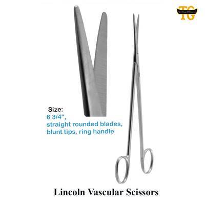 Lincoln Vascular Scissors, surgical instruments, TGI's own catalog photograph