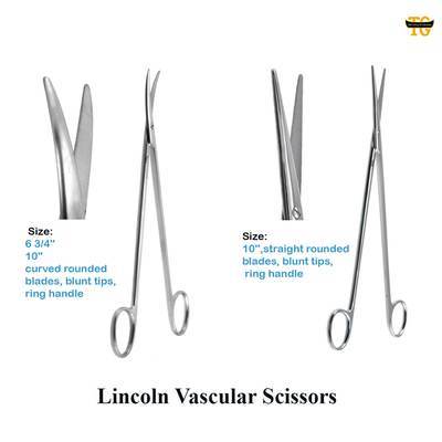 Lincoln Vascular Scissors, surgical instruments, TGI's own catalog photograph