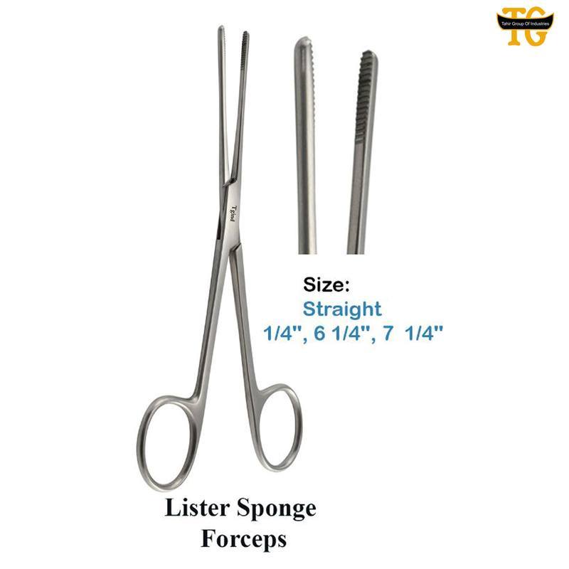 Lister Sponge Forceps, surgical instruments, TGI's own catalog photograph