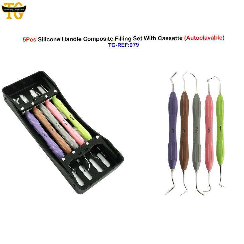 Silicone Handle Composite Filling Set With Cassette, dental instruments, TGI's own catalog photograph