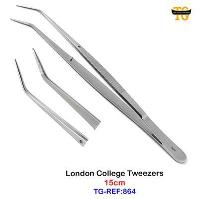 London College Tweezer, dental instruments, TGI's own catalog photograph