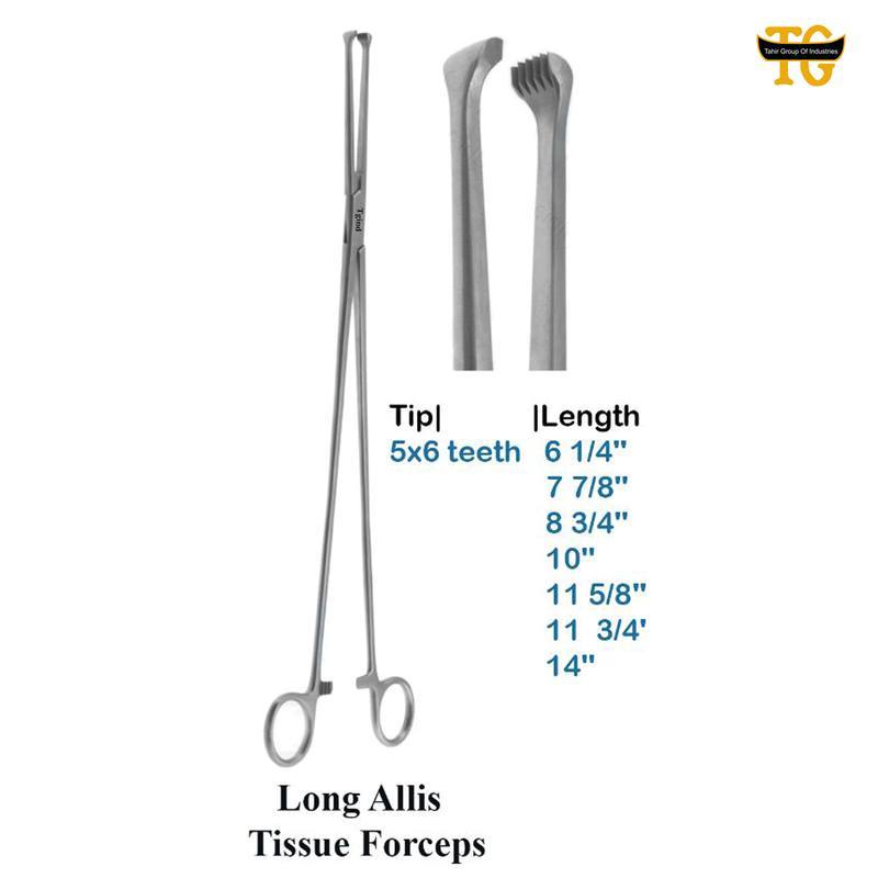 Long Allis Tissue Forceps, surgical instruments, TGI's own catalog photograph