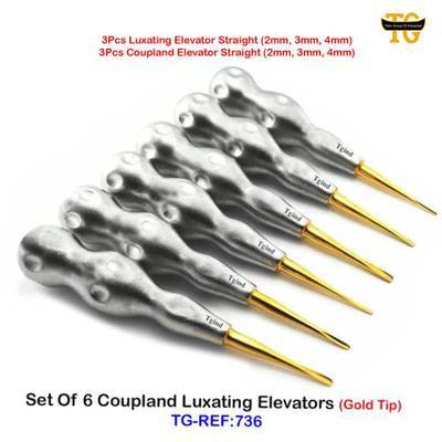 Set Of 6 Coupland Luxating Elevators (Gold Tip), dental instruments, TGI's own catalog photograph