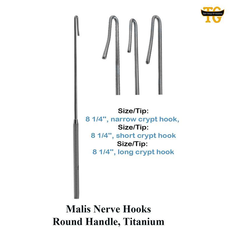 Malis Hook, surgical instruments, TGI's own catalog photograph