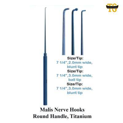 Malis Nerve Hook, surgical instruments, TGI's own catalog photograph