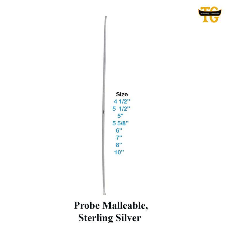Probe Malleable, Sterling Silver, surgical instruments, TGI's own catalog photograph