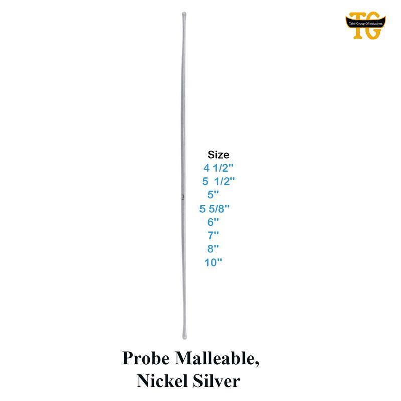 Probe Malleable, Nickel Silver, surgical instruments, TGI's own catalog photograph