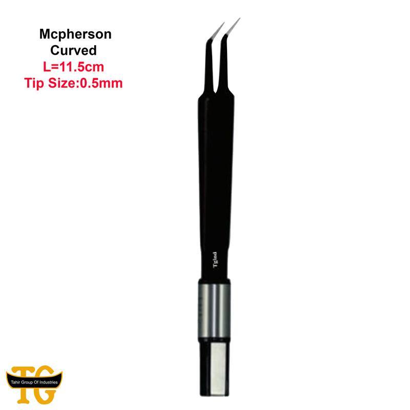 MCpherson Forceps Curved, electrosurgical instruments, TGI's own catalog photograph