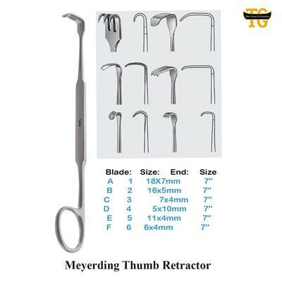 Meyerding Thumb Retractor, surgical instruments, TGI's own catalog photograph
