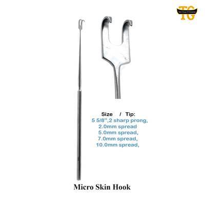 Micro Skin Hook, surgical instruments, TGI's own catalog photograph