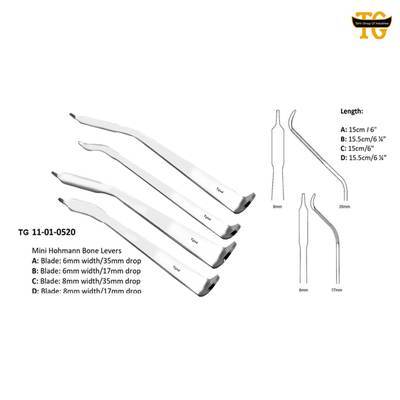 Mini Hohmann Bone Lever Set, orthopedic instruments, TGI's own catalog photograph