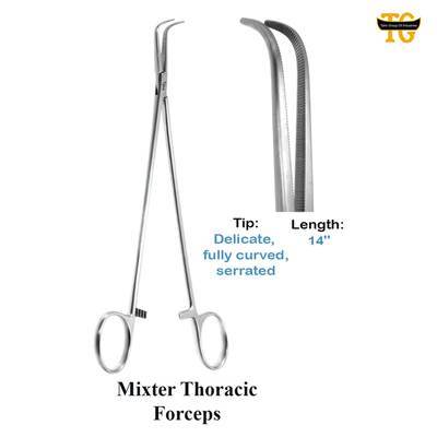 Mixter Thoracic Forceps, surgical instruments, TGI's own catalog photograph