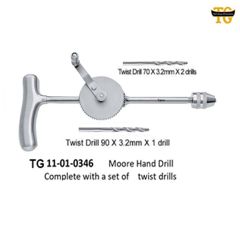 Moore Hand Drill, orthopedic instruments, TGI's own catalog photograph