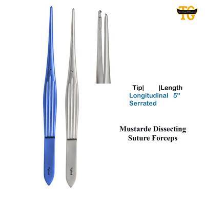 Mustarde Dissecting Suture Forceps, surgical instruments, TGI's own catalog photograph