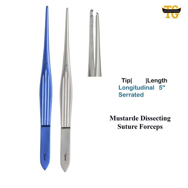 Mustarde Dissecting Suture Forceps, surgical instruments, TGI's own catalog photograph