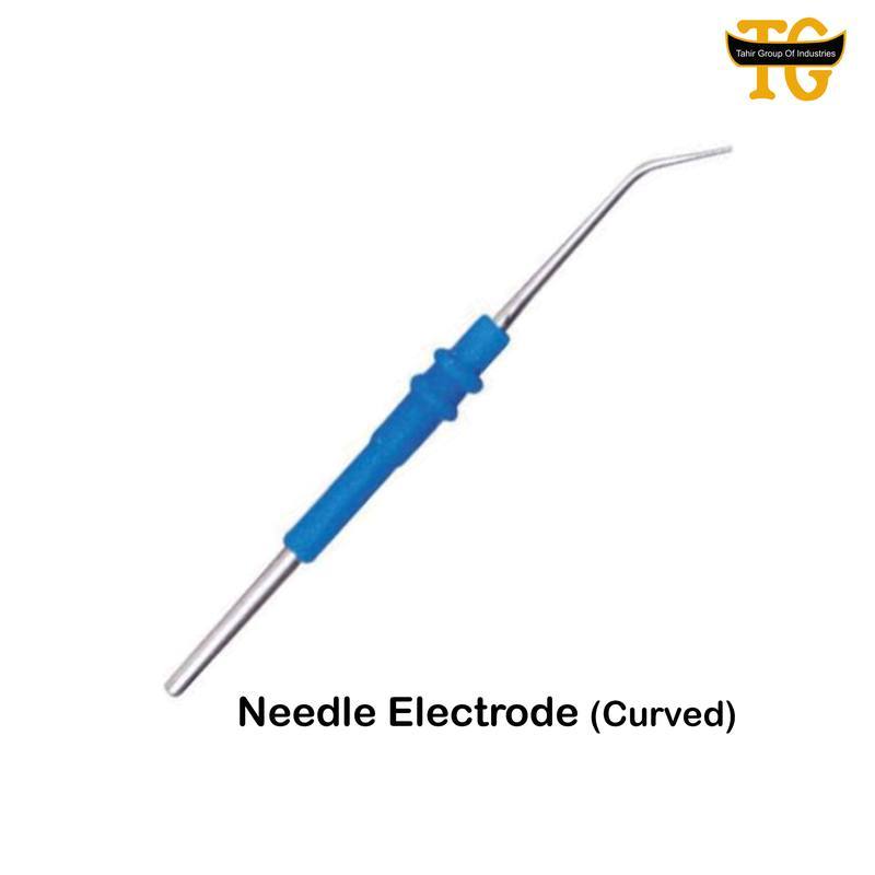 Needle Electrode Curved Disposable, electrosurgical instruments, TGI's own catalog photograph