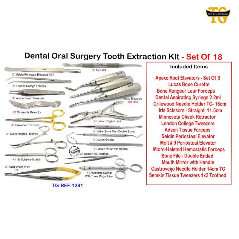 Dental Oral Surgery Tooth Extraction Kit, dental instruments, TGI's own catalog photograph