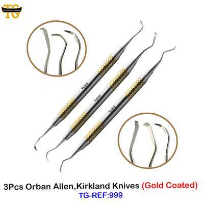 3Pcs Orban Allen,Kirkland Knives (Gold Coated), dental instruments, TGI's own catalog photograph