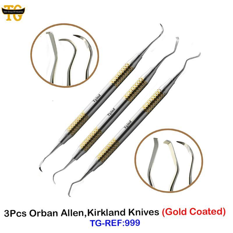 3Pcs Orban Allen,Kirkland Knives (Gold Coated), dental instruments, TGI's own catalog photograph