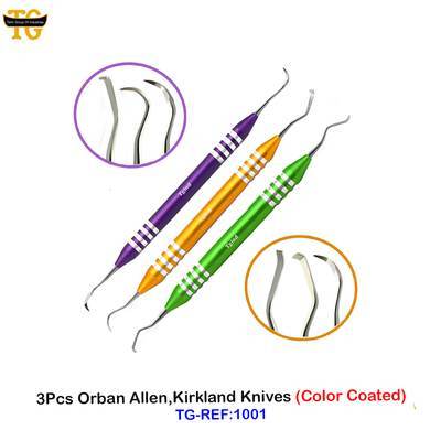 3Pcs Orban Allen,Kirkland Knives (Color Coated), dental instruments, TGI's own catalog photograph