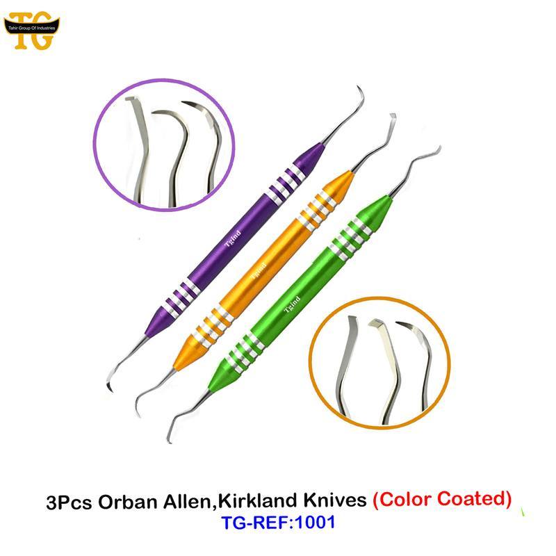 3Pcs Orban Allen,Kirkland Knives (Color Coated), dental instruments, TGI's own catalog photograph
