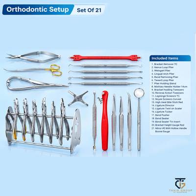 Orthodontic Setup, dental instruments, TGI's own catalog photograph