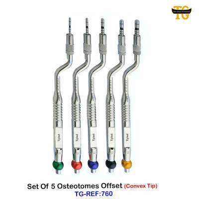 Set Of 5 Osteotomes Offset, dental instruments, TGI's own catalog photograph