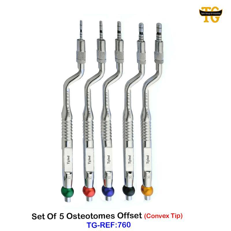 Set Of 5 Osteotomes Offset, dental instruments, TGI's own catalog photograph