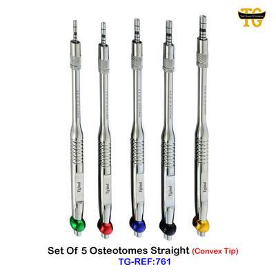 Set Of 5 Osteotomes Straight, dental instruments, TGI's own catalog photograph