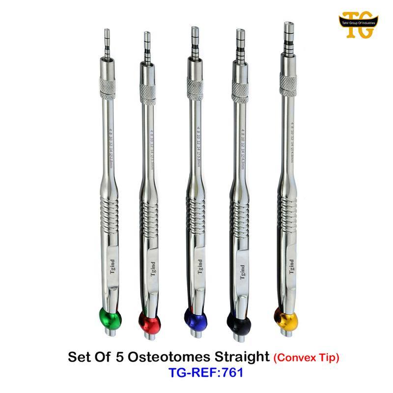 Set Of 5 Osteotomes Straight, dental instruments, TGI's own catalog photograph
