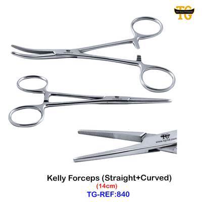 Kelly Forceps (Straight+Curved), dental instruments, TGI's own catalog photograph