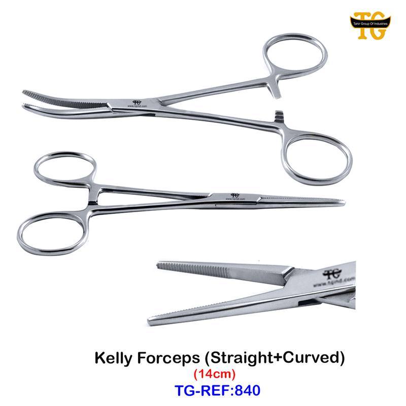 Kelly Forceps (Straight+Curved), dental instruments, TGI's own catalog photograph