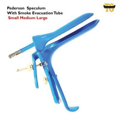 Pederson Speculum With Smoke Evacuation Tube, electrosurgical instruments, TGI's own catalog photograph