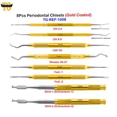 8Pcs Periodontal Chisels (Gold Coated), dental instruments, TGI's own catalog photograph