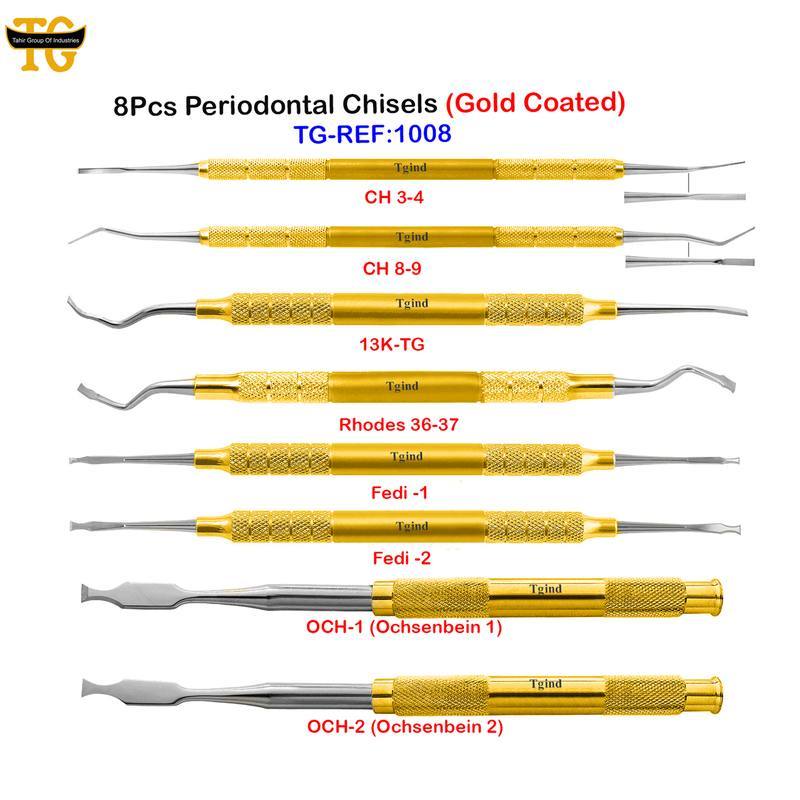 8Pcs Periodontal Chisels (Gold Coated), dental instruments, TGI's own catalog photograph