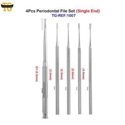 4Pcs Periodontal File Set (Single End), dental instruments, TGI's own catalog photograph