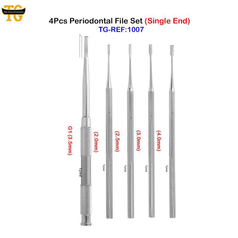 4Pcs Periodontal File Set (Single End), dental instruments, TGI's own catalog photograph