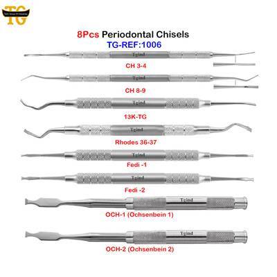 8Pcs Periodontal Chisels, dental instruments, TGI's own catalog photograph