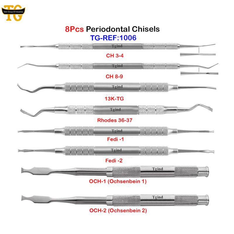 8Pcs Periodontal Chisels, dental instruments, TGI's own catalog photograph