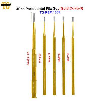4Pcs Periodontal File Set (Gold Coated), dental instruments, TGI's own catalog photograph