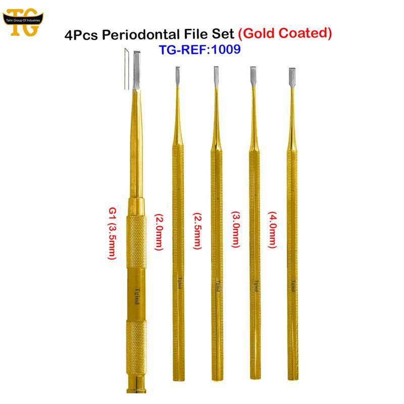 4Pcs Periodontal File Set (Gold Coated), dental instruments, TGI's own catalog photograph