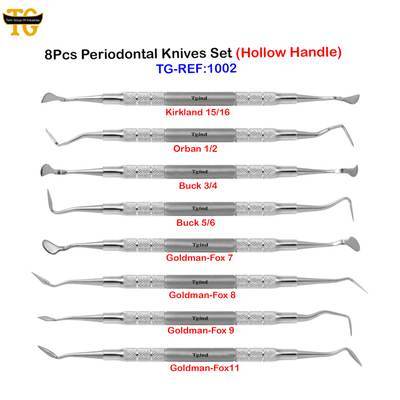 8Pcs Periodontal Knives Set (Hollow Handle), dental instruments, TGI's own catalog photograph