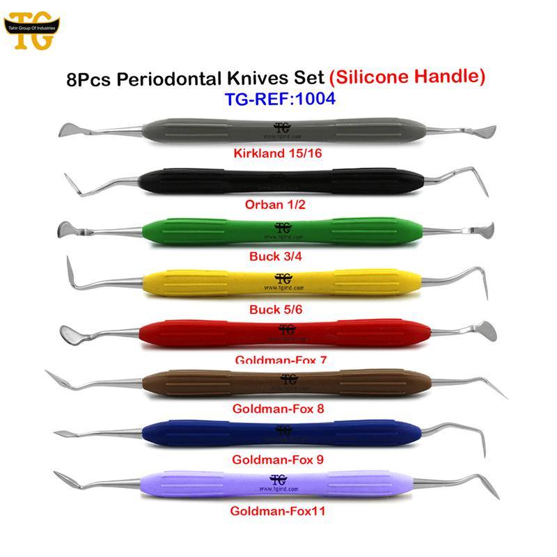 8Pcs Periodontal Knives Set (Silicone Handle), dental instruments, TGI's own catalog photograph