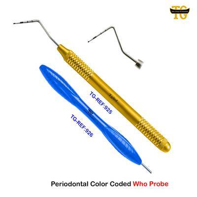 Periodontal Color Coded Who Probe, dental instruments, TGI's own catalog photograph
