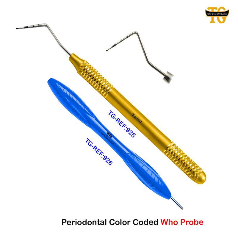 Periodontal Color Coded Who Probe, dental instruments, TGI's own catalog photograph