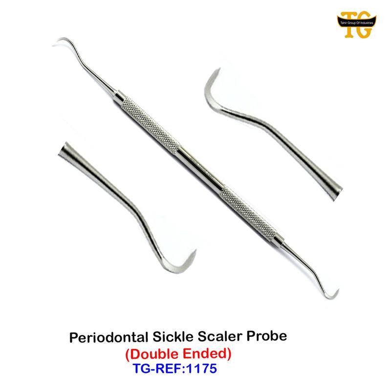 Periodontal Sickle Scaler Probe, dental instruments, TGI's own catalog photograph