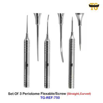 Set Of 3 Periotome Flexable/Screw, dental instruments, TGI's own catalog photograph