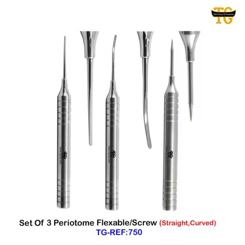 Set Of 3 Periotome Flexable/Screw, dental instruments, TGI's own catalog photograph