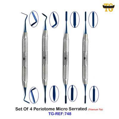 Set Of 4 Periotome Micro Serrated, dental instruments, TGI's own catalog photograph