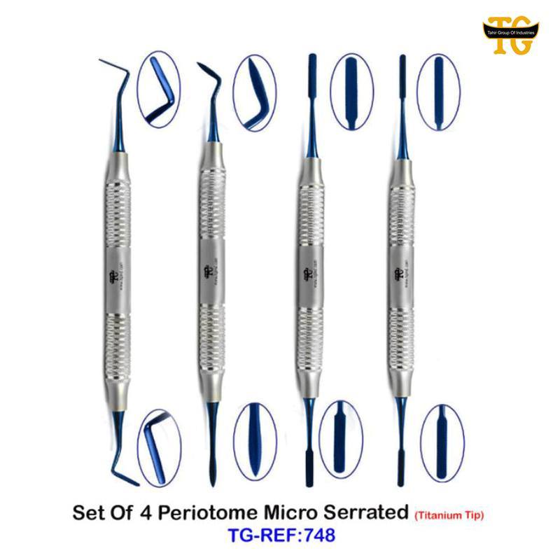 Set Of 4 Periotome Micro Serrated, dental instruments, TGI's own catalog photograph